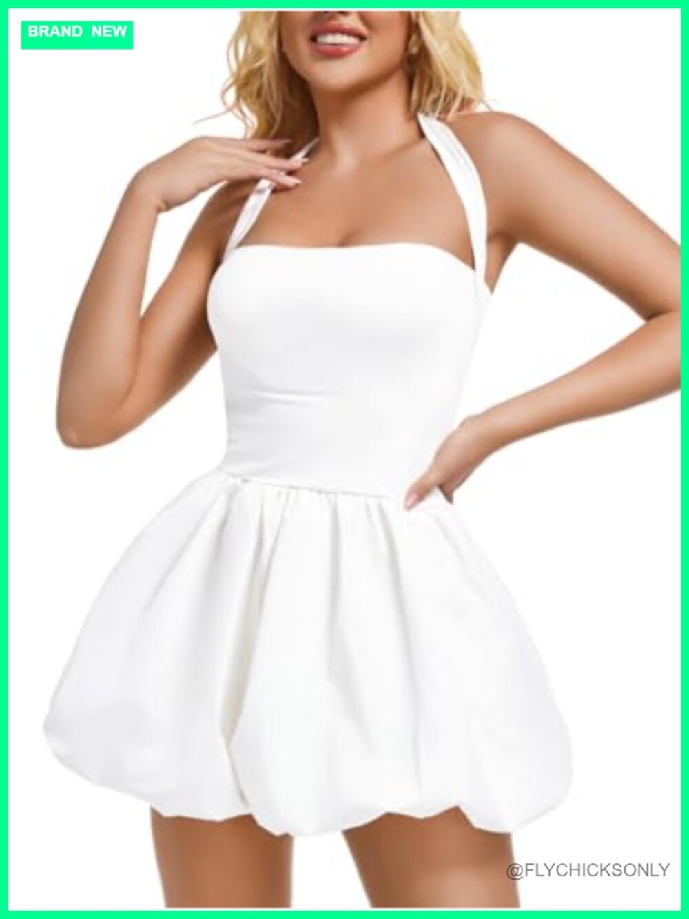 Halter Mini Bubble Dress Sheer Sexy Corset Bodycon Ruched Going Out Party